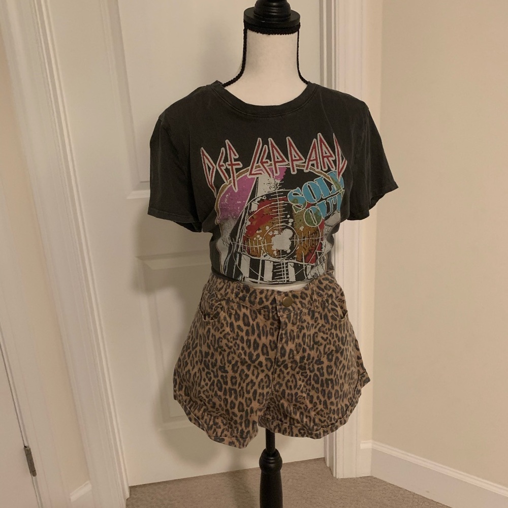 Leopard Print High-Waisted  Jean Shorts